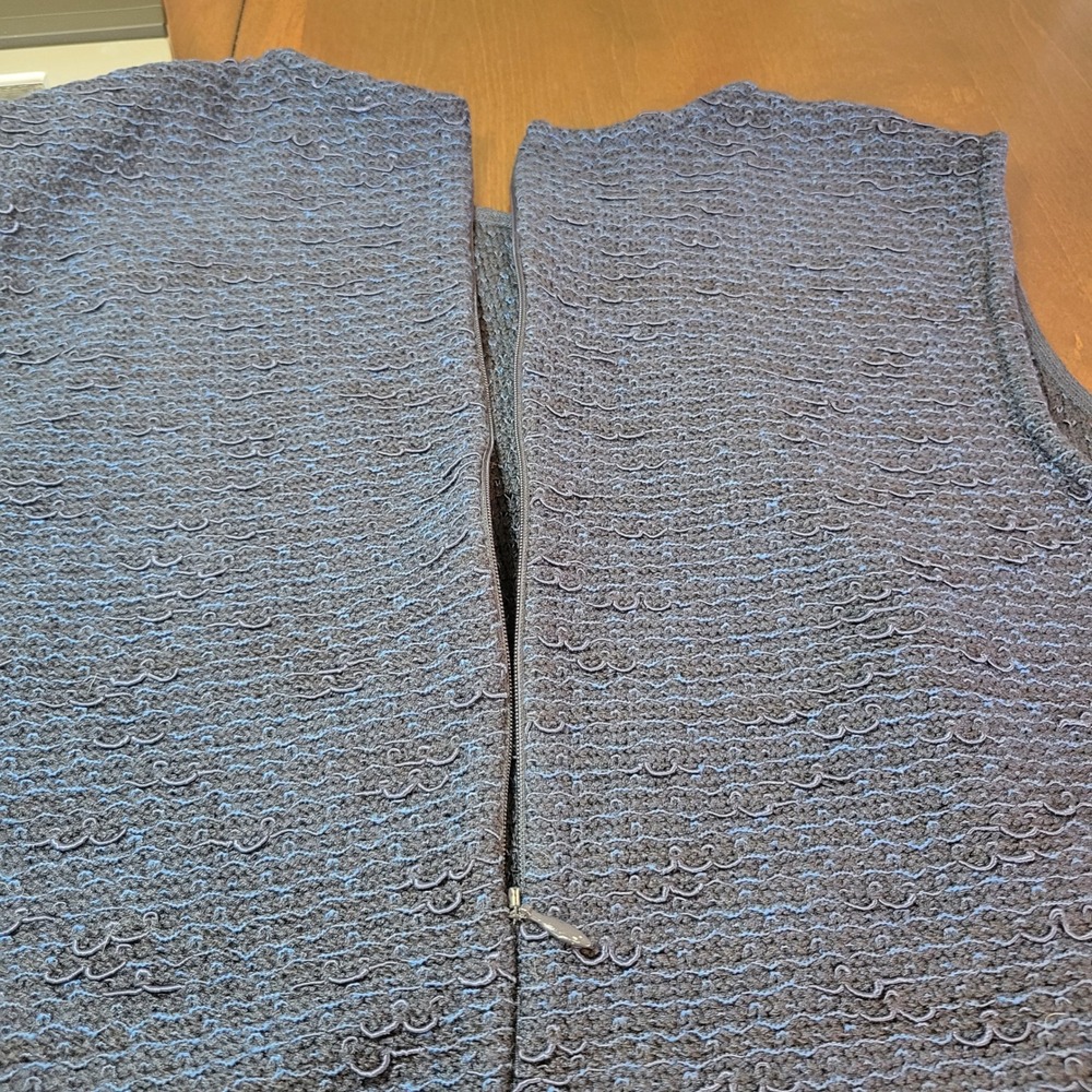 St John Dress Womens Size 10 Tweed Knit Navy Blue Textured Professional - Picture 5 of 16